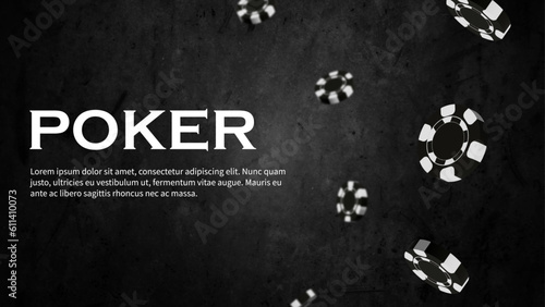 Casino black chips with Dark background with text poker.ai