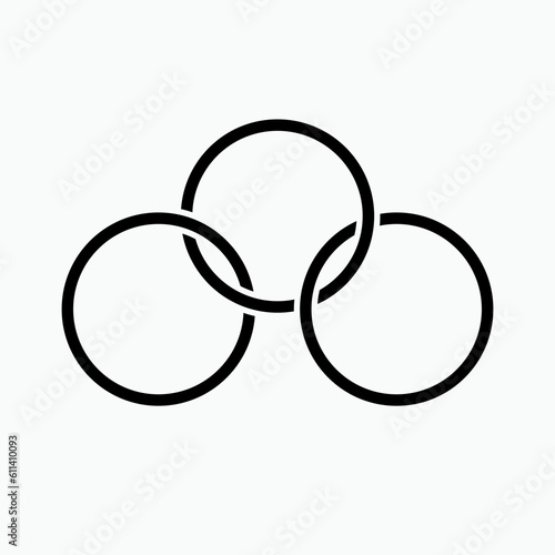 Three Rings Icon. Interconnection Symbol - Vector.  