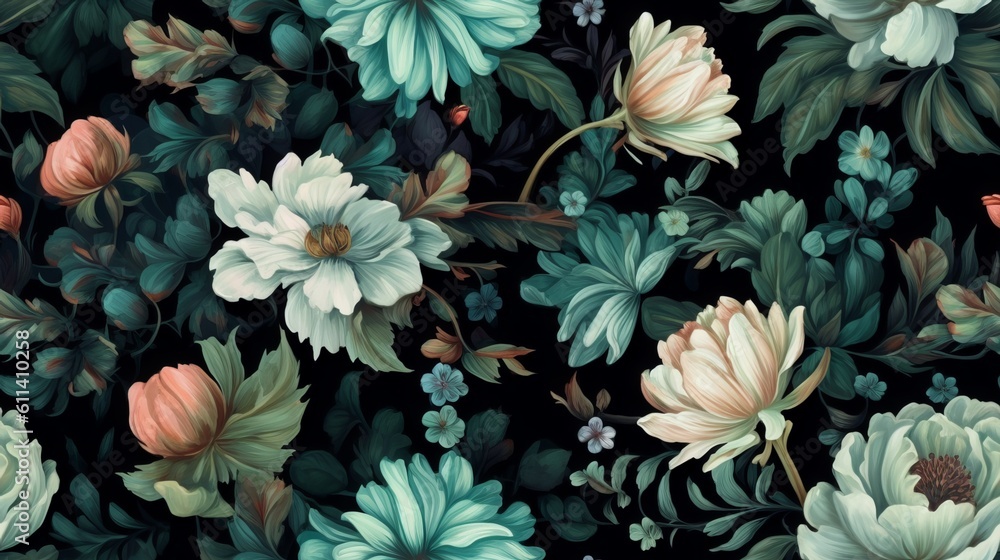 Seamless Floral pattern with dainty flowers and bold blooms Seamless Floral pattern with dainty flowers and bold blooms