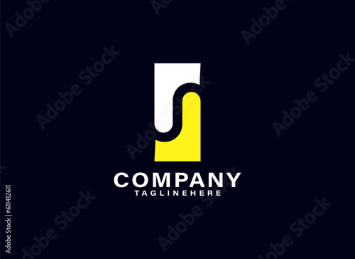Abstract Initial Letter S Logo. White and Yellow Geometric Shape Square with Letter S Isolated on Black Background. Suitable For Business and Branding Logos. Flat Design Vector Template Elements