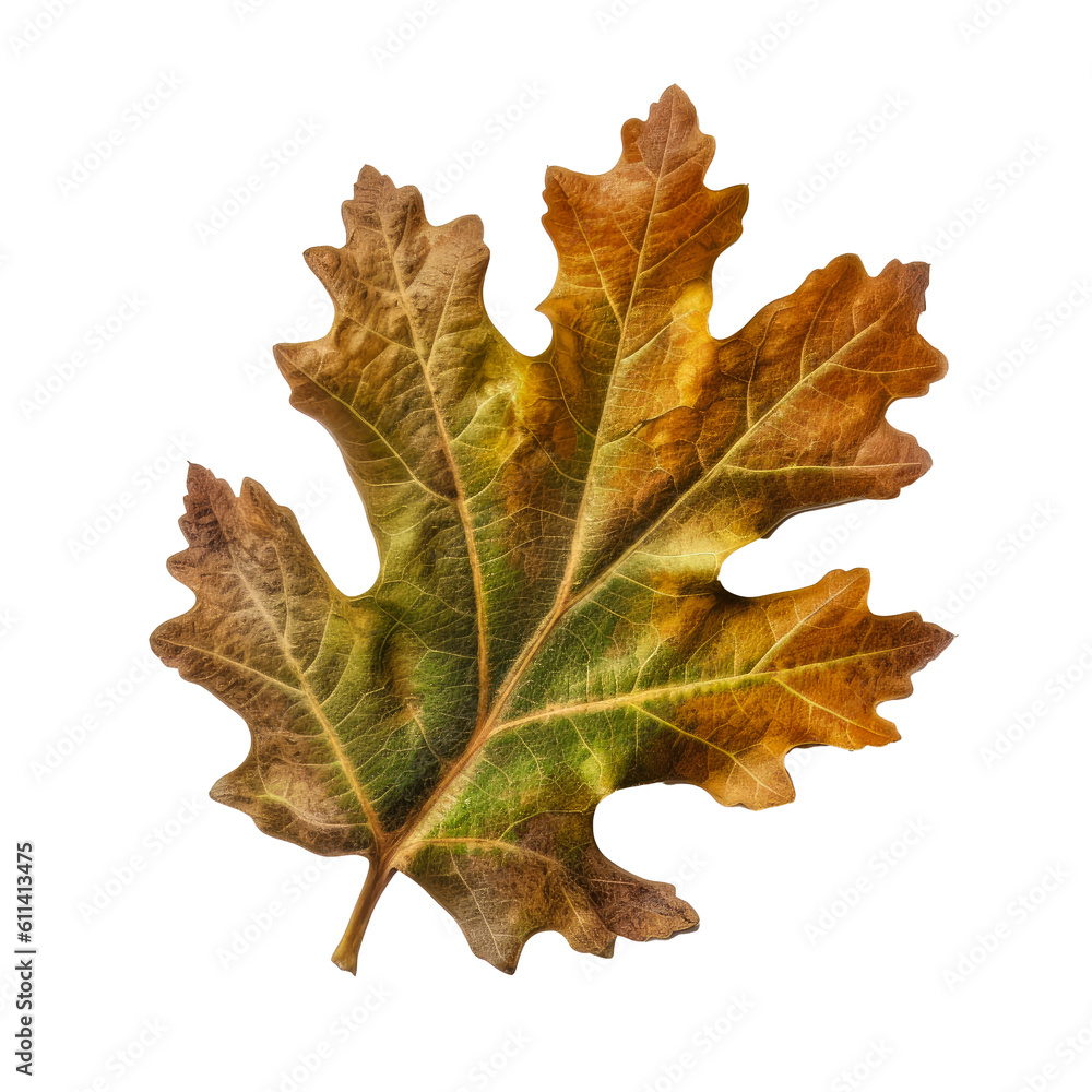 Swamp white oak leaf cutout isolated on transparent background, PNG