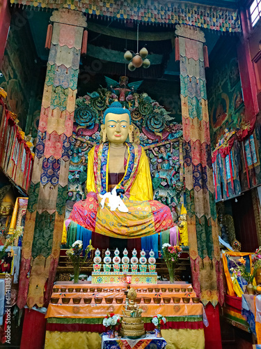 Photography , west bengal, india. lord budhdha statue in a monastery.
