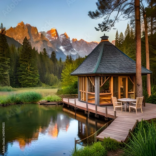 wooden house in the lake © Ayesha