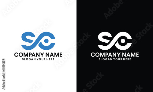 Letter Initial SC Logo Design Template Vector Illustration on a black and white background.