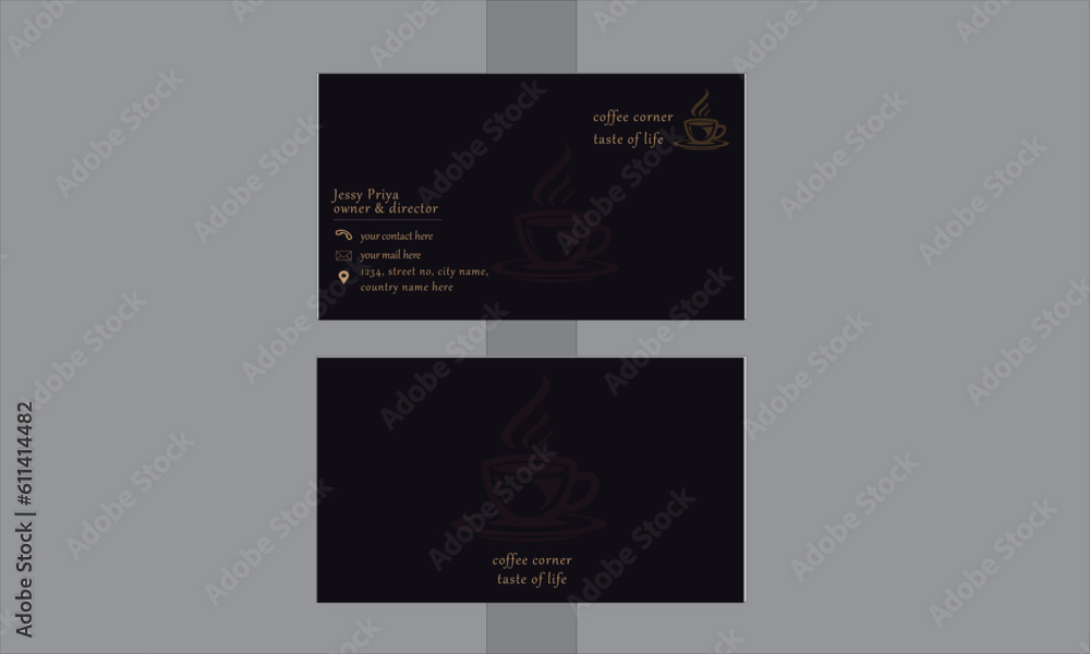 Naklejka premium business card,coffee, shop, template, layout, modern and creative professional ,business ,template ,design for personal and marketing identity.