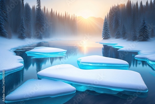 Ice Winter Background Generative AI