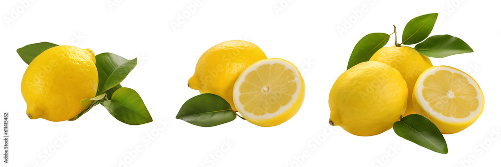 Lemons isolated on transparent background. Generative AI