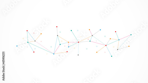 Vector illustration of minimalistic design with connecting the dots and lines. Abstract geometric background of science and technology concept