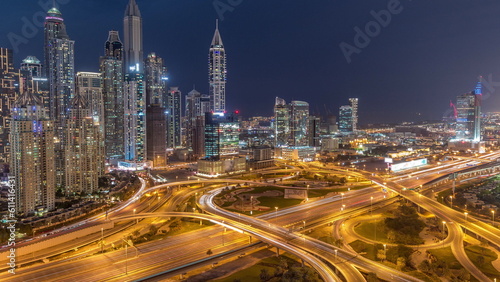 Dubai Marina highway intersection spaghetti junction day to night timelapse © neiezhmakov