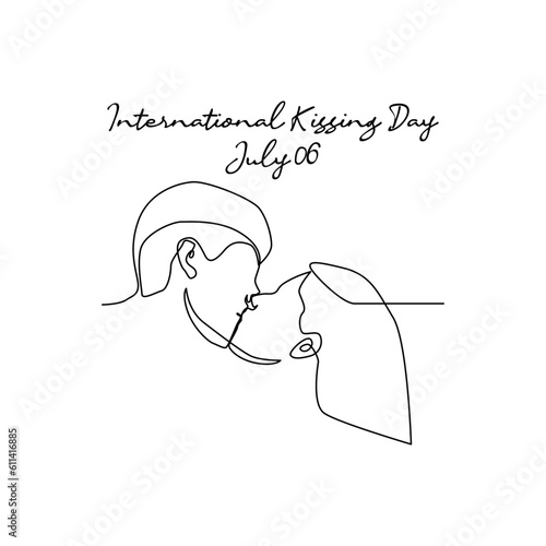 line art of international kissing day good for international kissing day celebrate. line art. illustration.