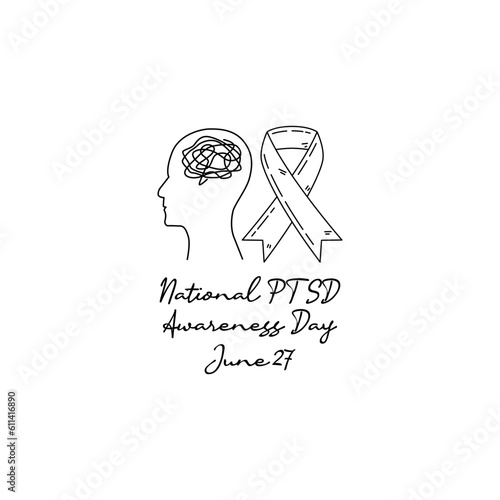 line art of national PTSD awareness day good for national PTSD awareness day celebrate. line art. illustration.