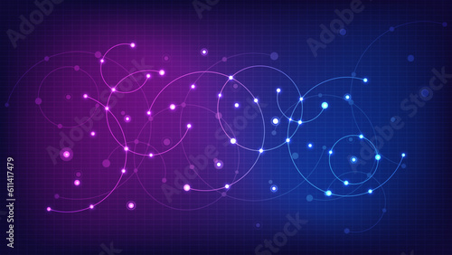 Abstract geometric background with plexus circles. Vector illustration of minimalistic design