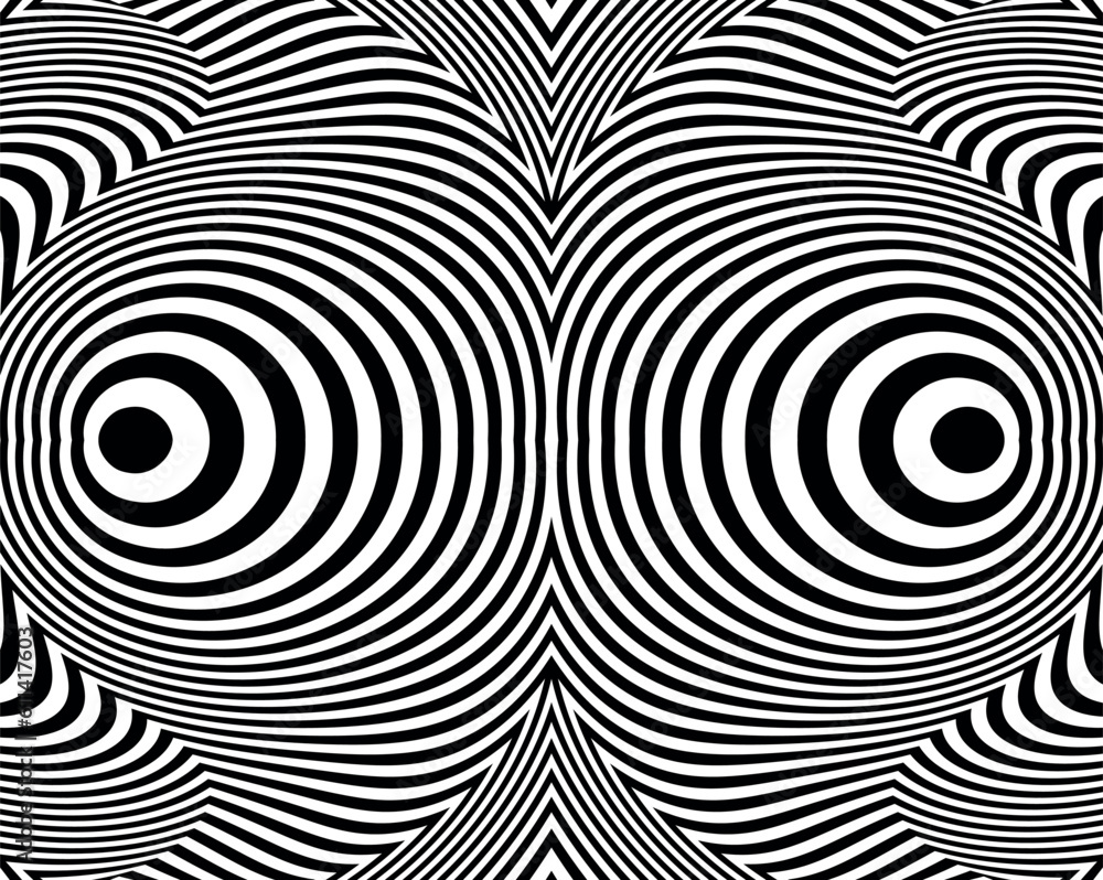 Wave design black and white. Digital image with a psychedelic stripes. Argent base for website, print, basis for banners, wallpapers, business cards, brochure, banner. Line art optical
