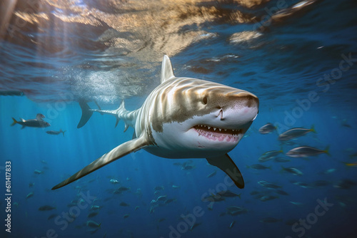Close-up of a shark shot under water. generative AI tools