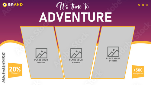 Holiday package video thumbnail design and web banner for travel agency.