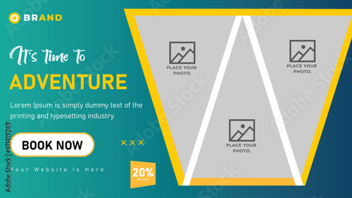 Holiday package video thumbnail design and web banner for travel agency.