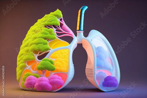 Human Lung Illustration Generative AI photo