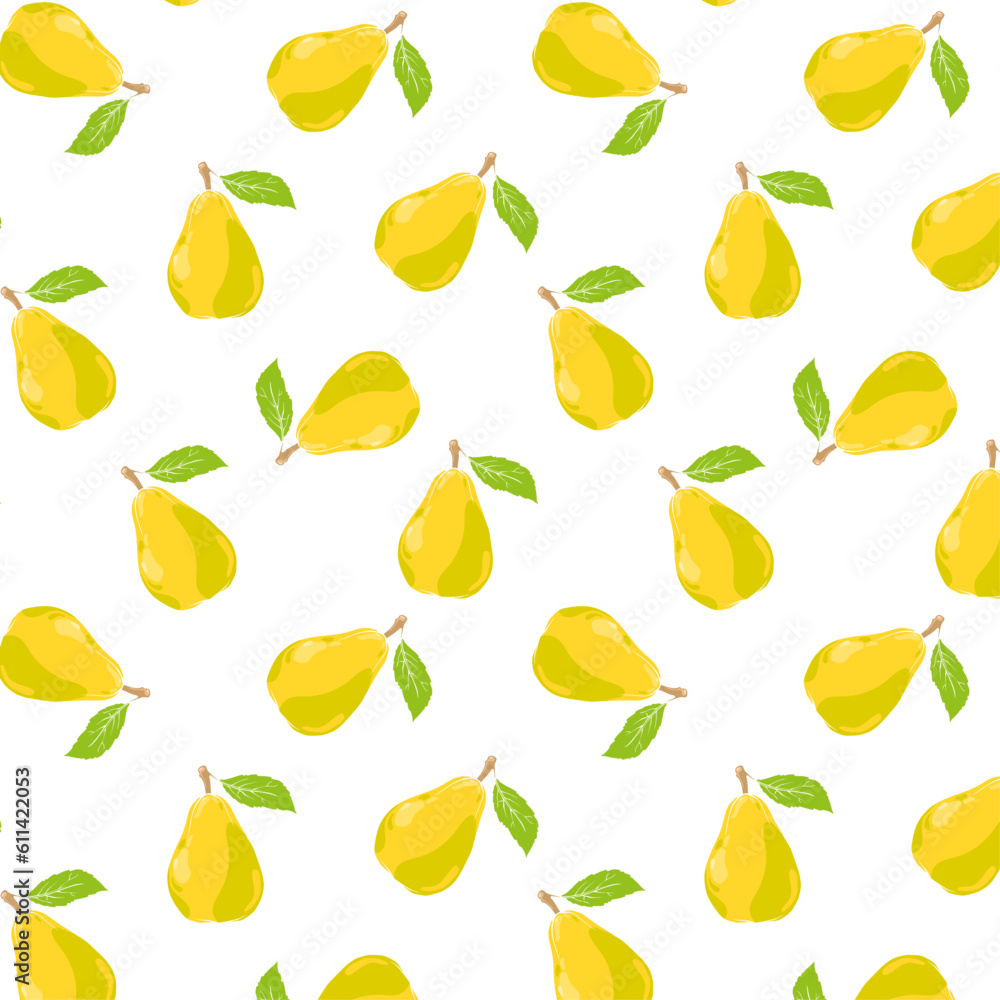 seamless pattern with painted pear