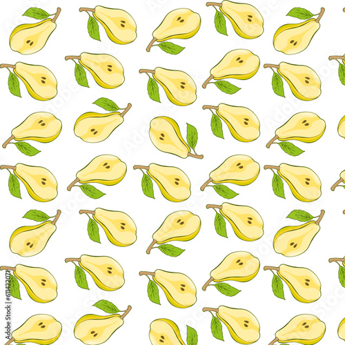seamless pattern with painted pear
