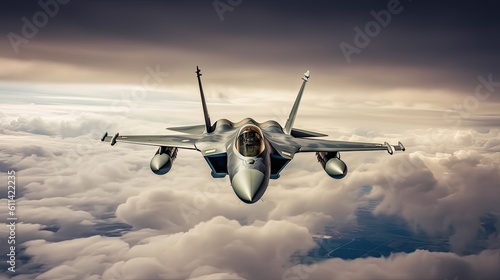 Military fighter plane patroling. Generative AI