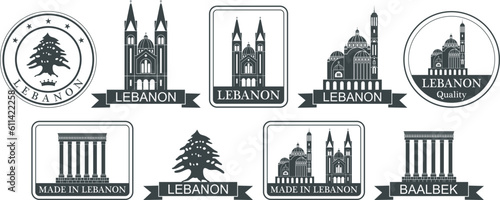Lebanon set. Isolated Lebanon on white background