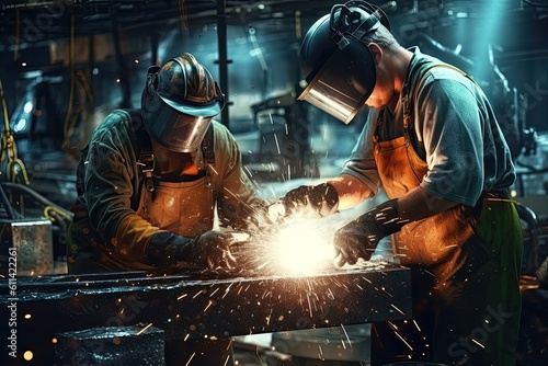 welding workers in industrial. Generative AI
