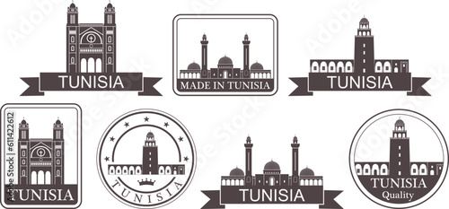 Tunisia set. Isolated Tunisia on white background