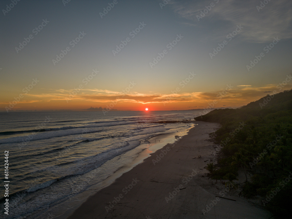 Sunset with red horizon in Santa Teresa (Costa Rica).