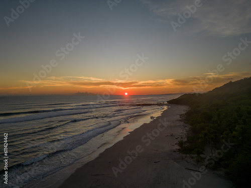 Sunset with red horizon in Santa Teresa  Costa Rica .