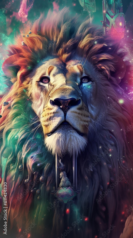 Mythical Male Lion Design Art
