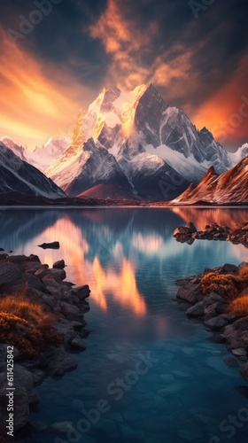 Majestic Mountains in a Breathtaking Sunset Scene