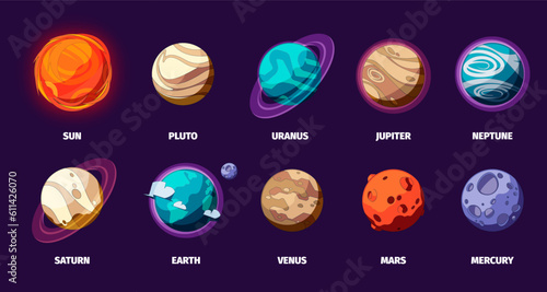 Obraz na plátně Solar system planets set