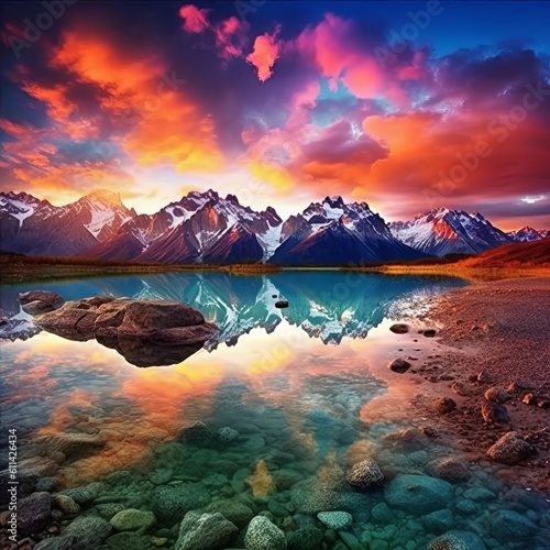 Majestic Mountains in a Breathtaking Sunset Scene