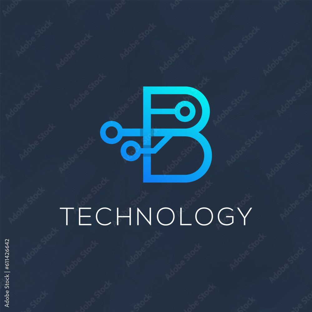 Initial B letter with element technology logo design template Stock ...