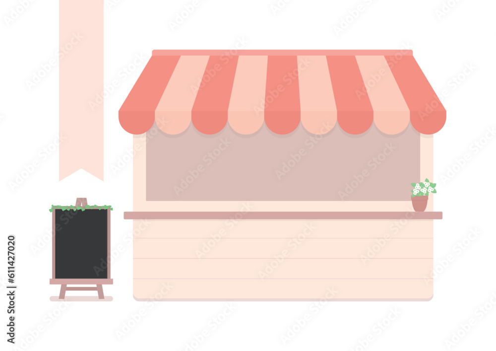 かわいいシェードのブースと黒板のセット - おしゃれなお店･屋台のイメージ素材 - ピンク
