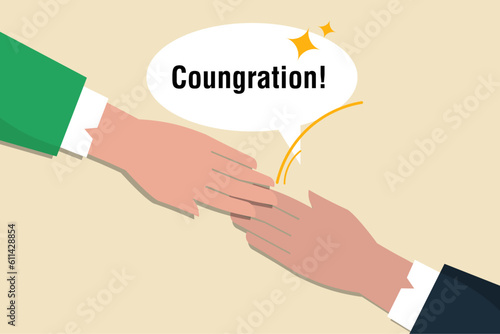 Start cooperation, congratulations on achieving success,Negotiation skill for leadership, partner agreement or collaboration meeting,Shaking hands of two business men who are congratulating each other