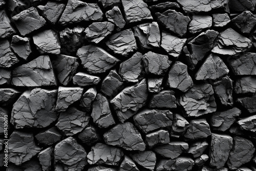 A black background with a texture of rocks. background Generative AI