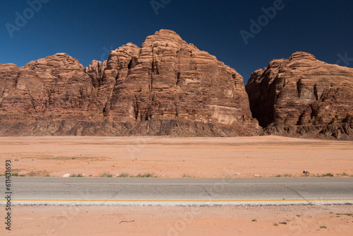 Mars like scenery in the desert, Jebel Um Ishrin Massif, Wadi Rum, Jordan photo