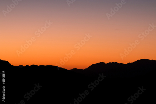 sunset over the mountains, Wadi Rum, Jordan