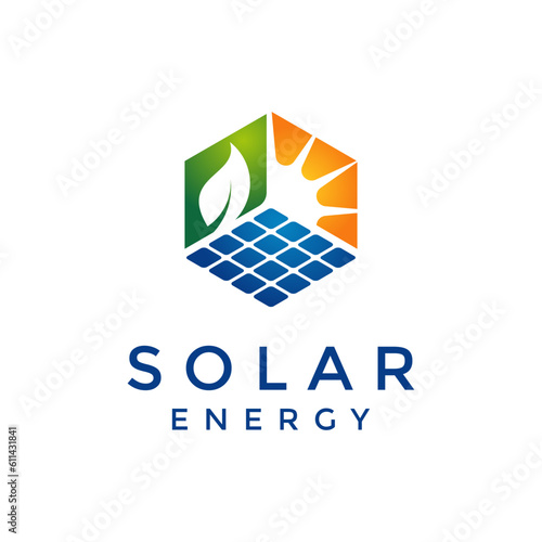Solar energy logo design vector template