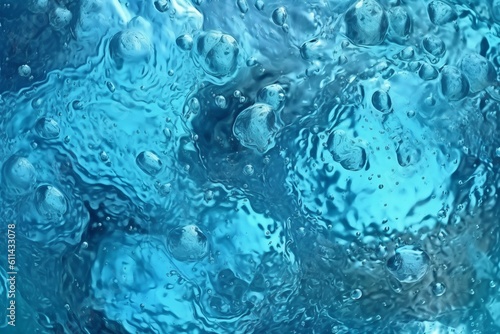 Blue water background with bubbles and the word water on it Generative AI