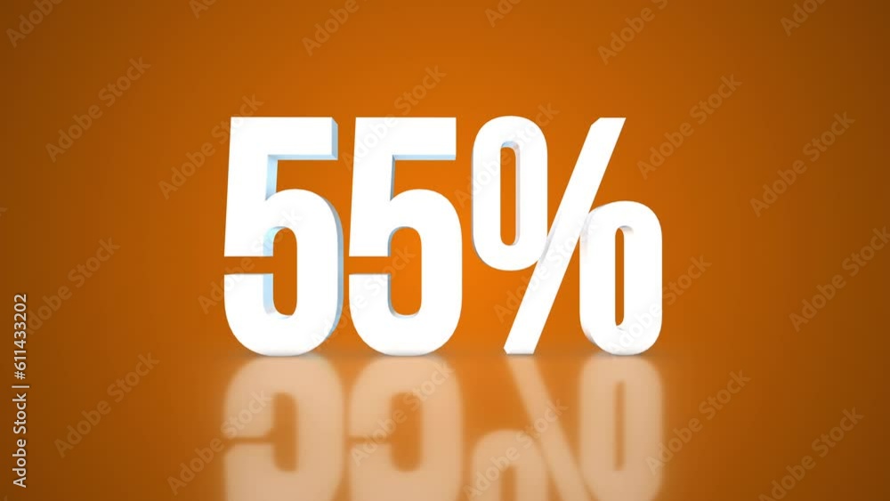 55% 3D Text spinning on an orange background. 360 Degree rotation. Looped video. 4K 55% 3D Text spinning on an orange background. 360 Degree rotation. Looped video. 4K