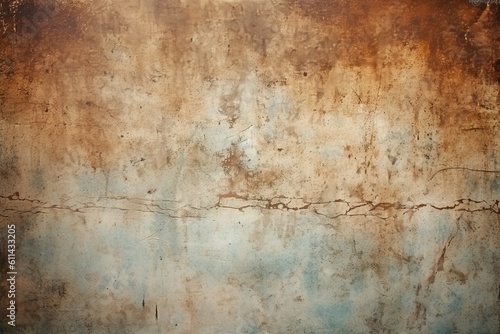 A brown and blue wall with rust stains Generative AI
