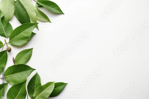 Green leaves on a white background Generative AI
