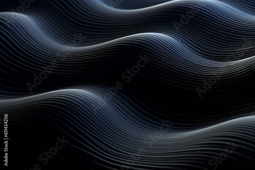 Black and white waves wallpaper with a dark background Generative AI © GulyaevStudio