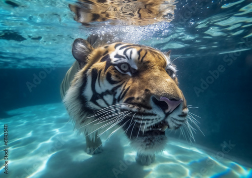 tiger swimming in the river generative AI