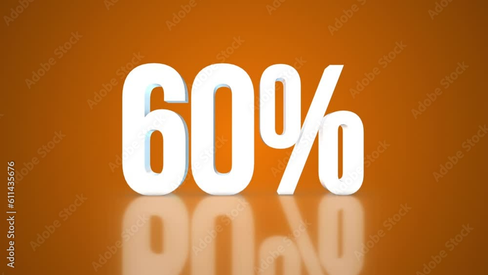 60% 3D Text spinning on an orange background. 360 Degree rotation. Looped video. 4K 60% 3D Text spinning on an orange background. 360 Degree rotation. Looped video. 4K