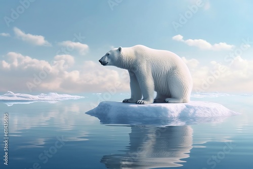A polar bear stands on ice. Generative AI