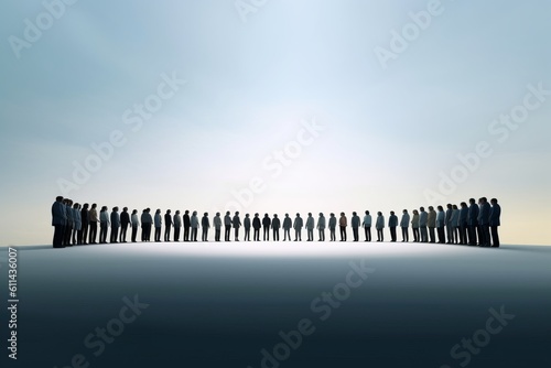 WeCulture A group of people stand in a line with the sky in the background Generative AI