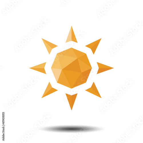 Polygon Sun Icon on white background